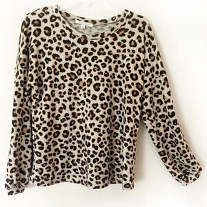 Green Envelope Leopard Print Long Sleeve Top Lightweight Sweater Medium M